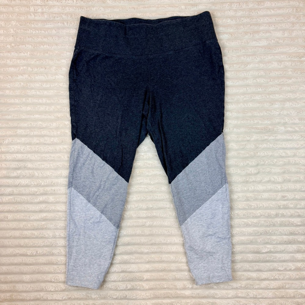 Lane Bryant Livi Active Womens Grey Colorblock Chevron Leggings Size 18/20 Plus